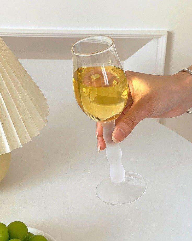 Handblown Retro Wavy Rose Wine Glasses Set of 4 Pcs ( $14.9 Each )