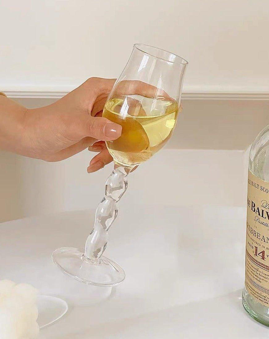 Handblown Retro Wavy Rose Wine Glasses Set of 4 Pcs ( $14.9 Each )