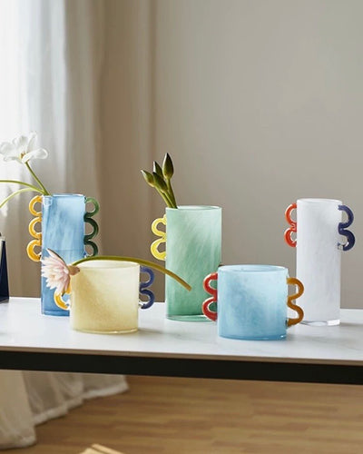 Handblown Whimsical Cylinder Vase - Eclectic Table Setting Centrepieces