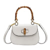 Handheld bamboo bag women's shoulder bag retro saddle bag - white