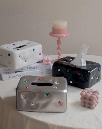 Handmade Ceramic Gemstone Tissue Box Cover