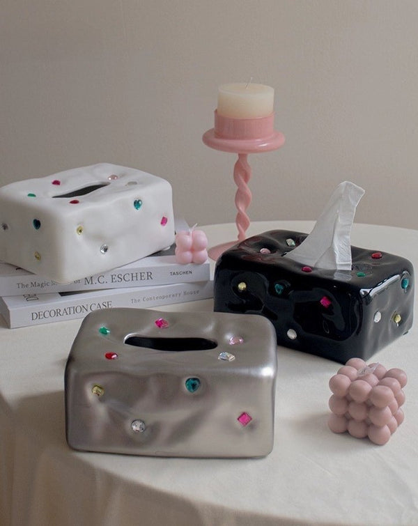 Handmade Ceramic Gemstone Tissue Box Cover
