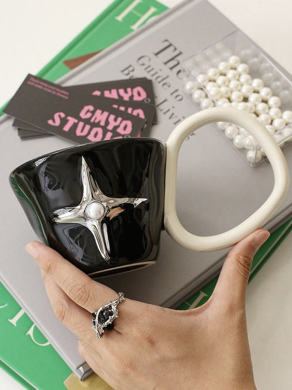 Handmade Ceramic Star Coffee Mug, Eclectic Tea Espresso Cup