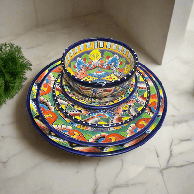 30-Piece Talavera Dinnerware Set | Colorful Tableware (Seats 6)