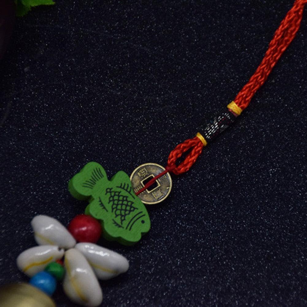 Handmade Copper Wind Chimes Hanging Ethnic Wind Bronze Bell Wood Fish Pendant Mobile Wind Chime Home Garden Outdoor Living Decoration Wind Bells Handmade Pendants For Birthday Gift & Home Decors