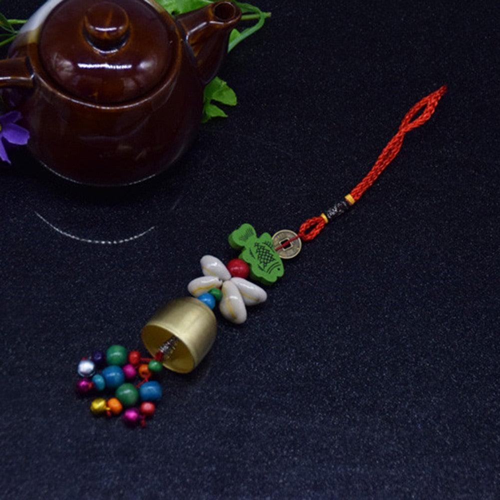 Handmade Copper Wind Chimes Hanging Ethnic Wind Bronze Bell Wood Fish Pendant Mobile Wind Chime Home Garden Outdoor Living Decoration Wind Bells Handmade Pendants For Birthday Gift & Home Decors