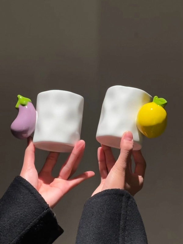 Handmade Cute Fruit Ceramic Coffee Mug, Whimsical Espresso Cups