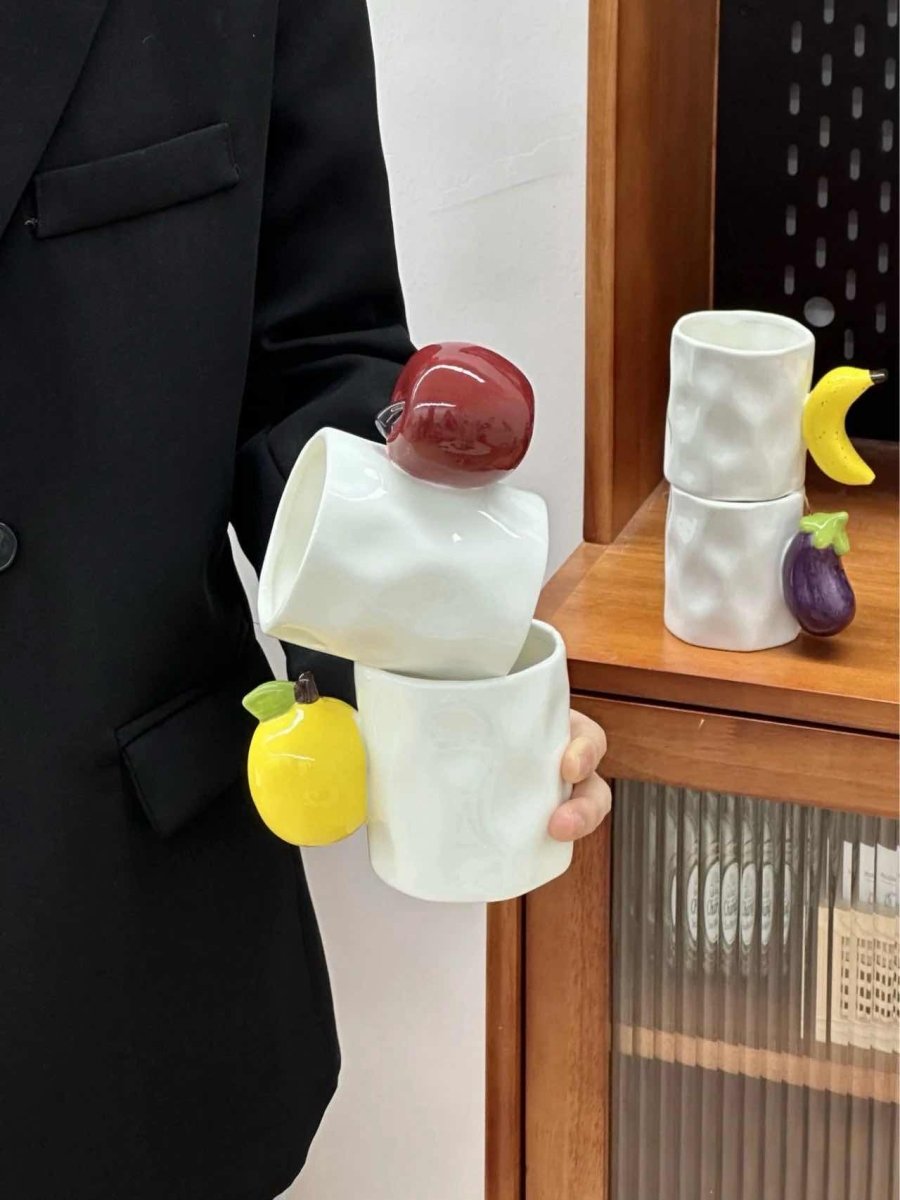 Handmade Cute Fruit Ceramic Coffee Mug, Whimsical Espresso Cups