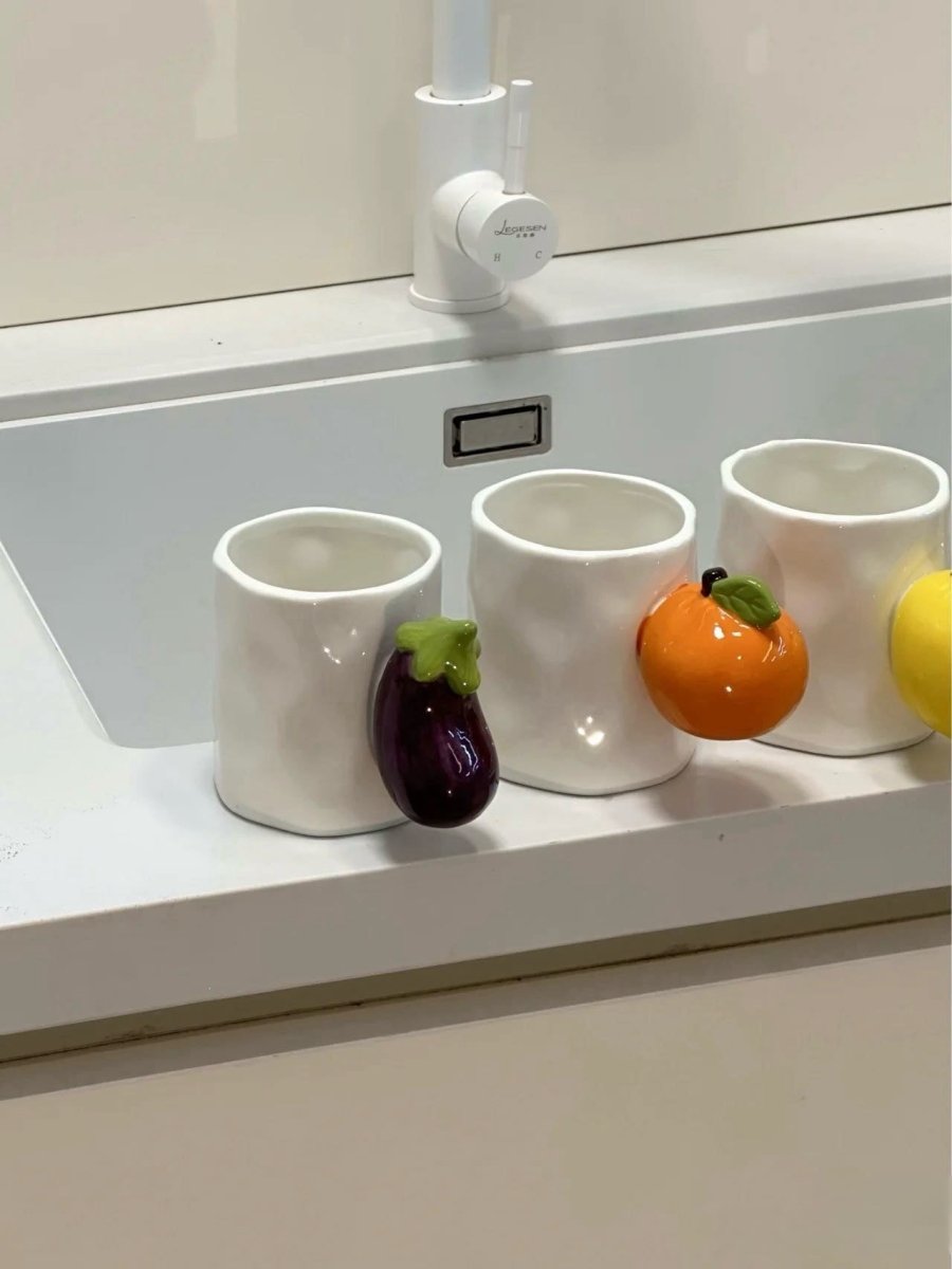 Handmade Cute Fruit Ceramic Coffee Mug, Whimsical Espresso Cups