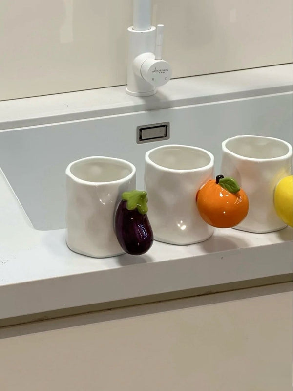 Handmade Cute Fruit Ceramic Coffee Mug, Whimsical Espresso Cups