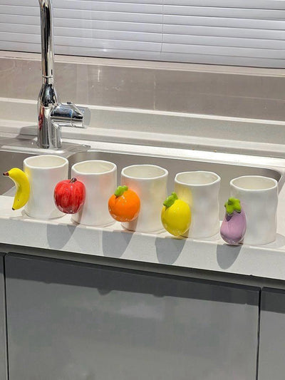 Handmade Cute Fruit Ceramic Coffee Mug, Whimsical Espresso Cups