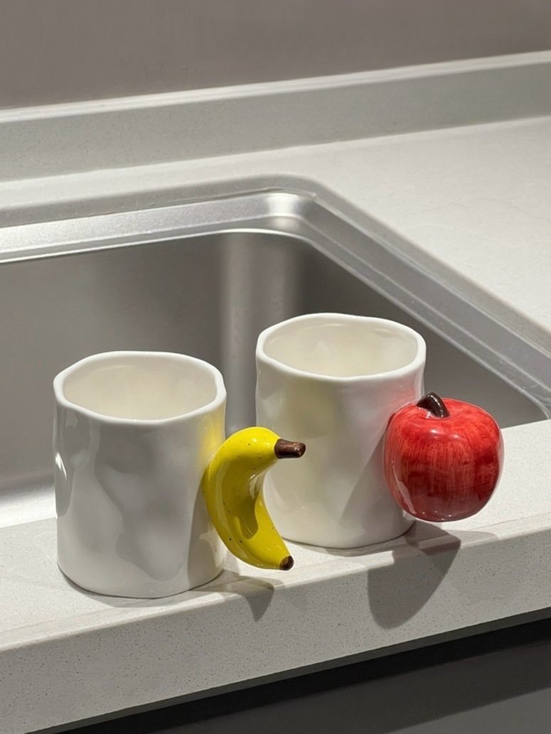 Handmade Cute Fruit Ceramic Coffee Mug, Whimsical Espresso Cups