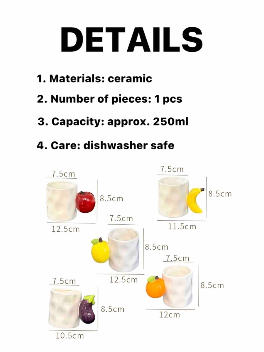 Handmade Cute Fruit Ceramic Coffee Mug, Whimsical Espresso Cups