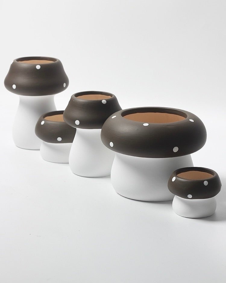 Handmade Cute Whimsical Ceramic Mushrrom Plant Flower Pot for Indoor / Outddor