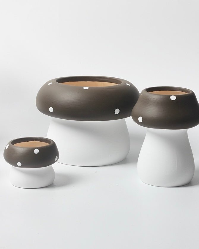 Handmade Cute Whimsical Ceramic Mushrrom Plant Flower Pot for Indoor / Outddor