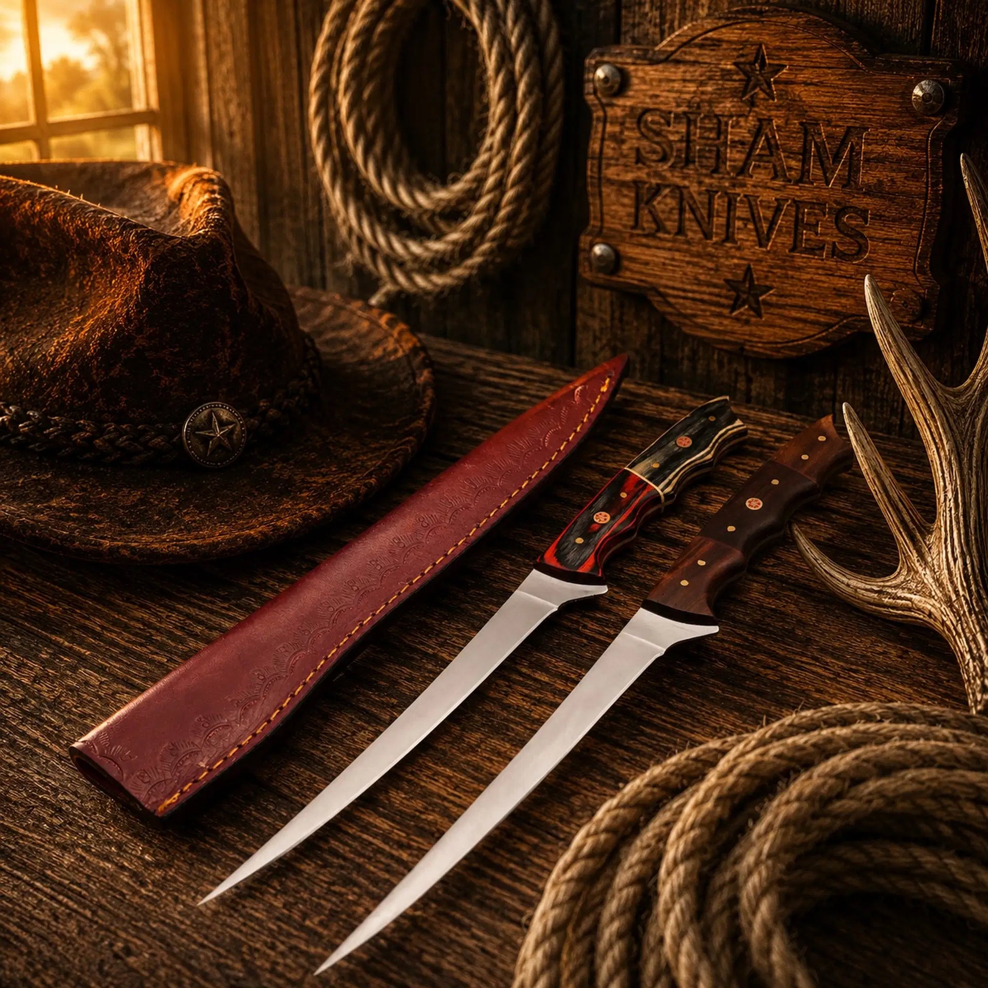 Buy Handmade Damascus Steel Boning & Fillet Knife Set – Exotic & Wood Handles