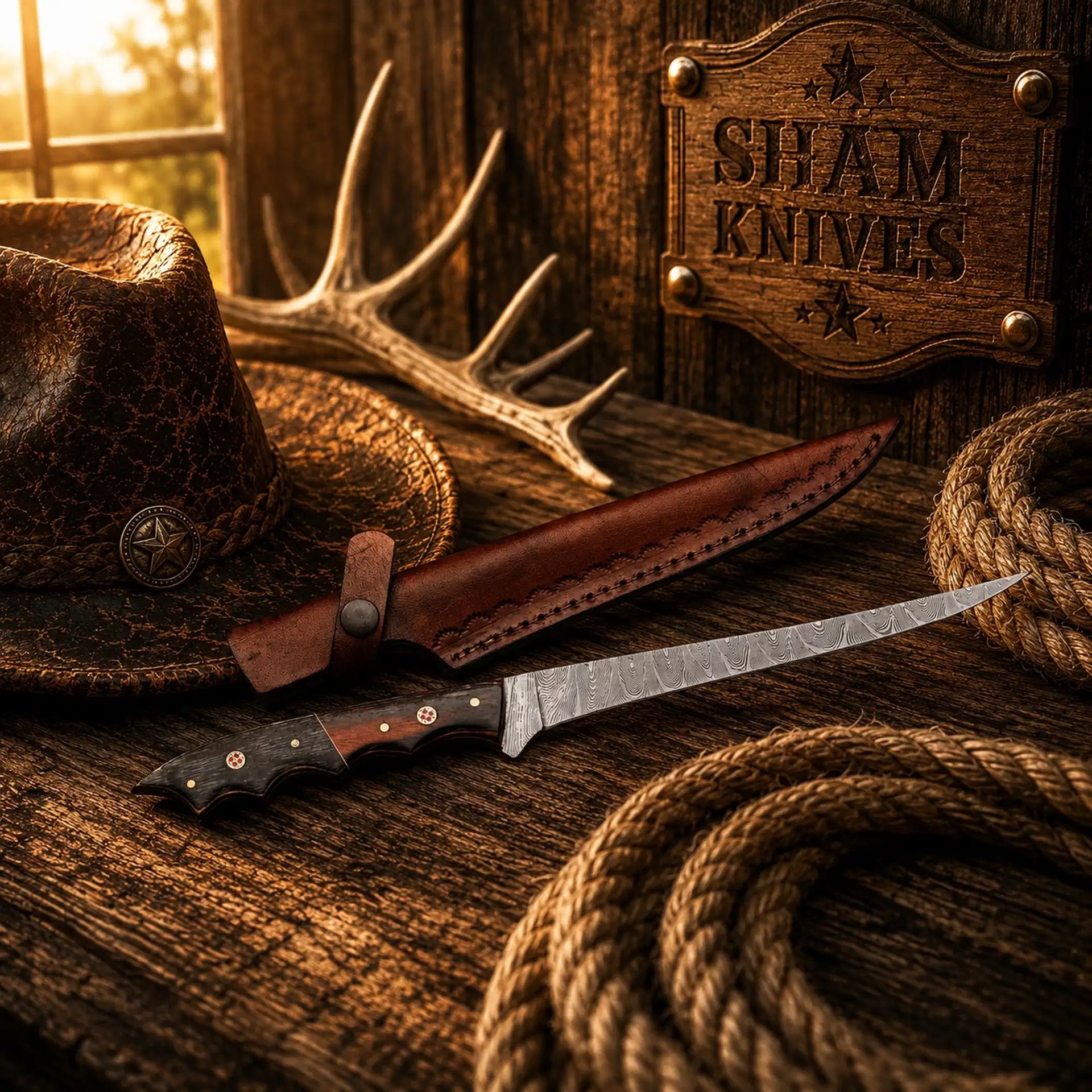 Exotic Wood Trail Handmade Damascus Steel Fillet Fishing Knife –Best Gift for Him