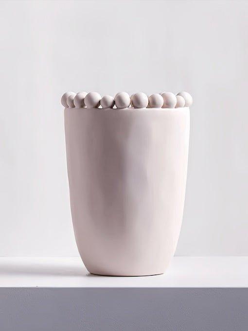 Handmade Morandi-color Pomponette Vase, Dotted Cylinder Centrepiece
