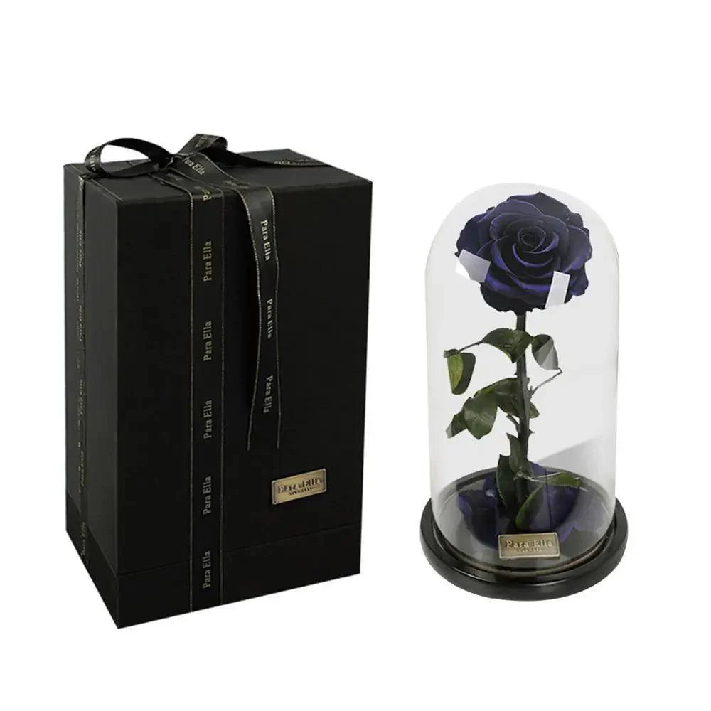 Handmade Preserved Enchanted Rose With Glass Dome on Wood Base - Rose for Christmas ,Valentine's Day