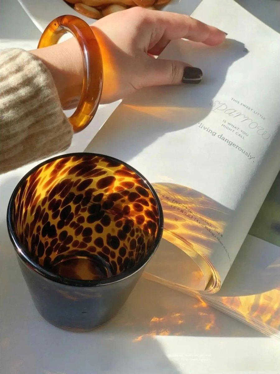 Handmade Retro Elegant Tortoise Glass Cup Tumbler Set of 2