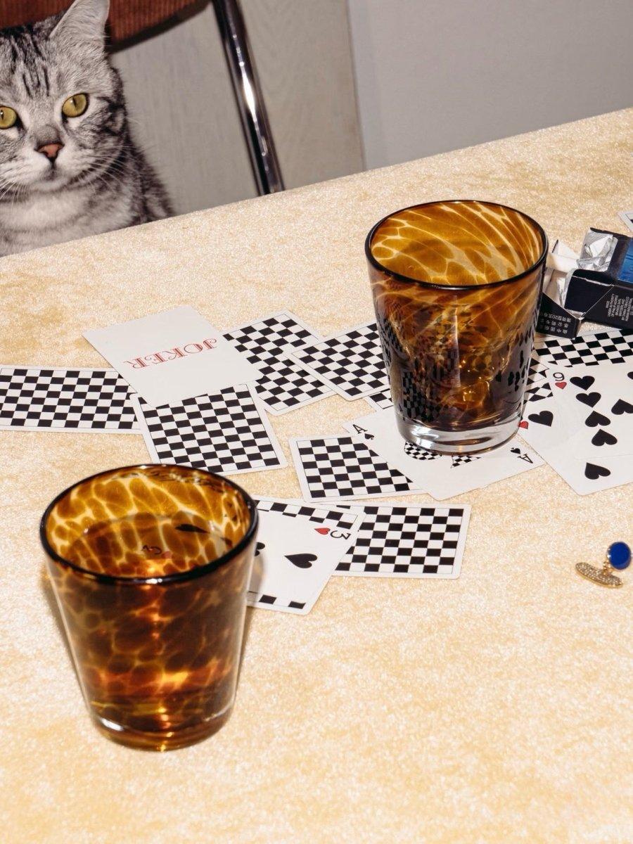 Handmade Retro Elegant Tortoise Glass Cup Tumbler Set of 2