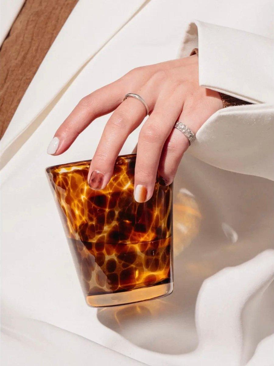 Handmade Retro Elegant Tortoise Glass Cup Tumbler Set of 2