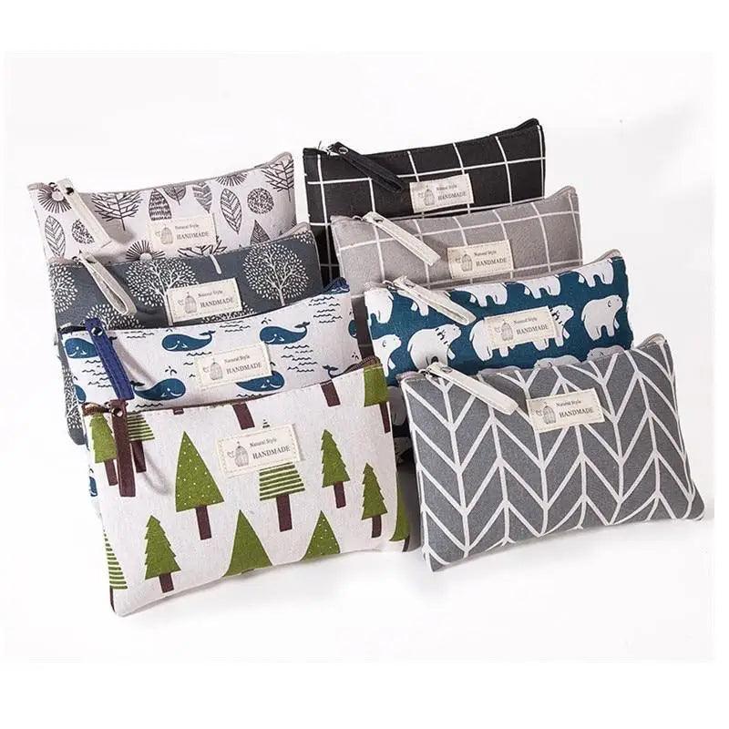 Handmade Retro Pencil Case Large Capacity Stationary Case Cool Stylish Printed Pouch For Office