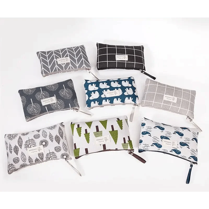 Handmade Retro Pencil Case Large Capacity Stationary Case Cool Stylish Printed Pouch For Office