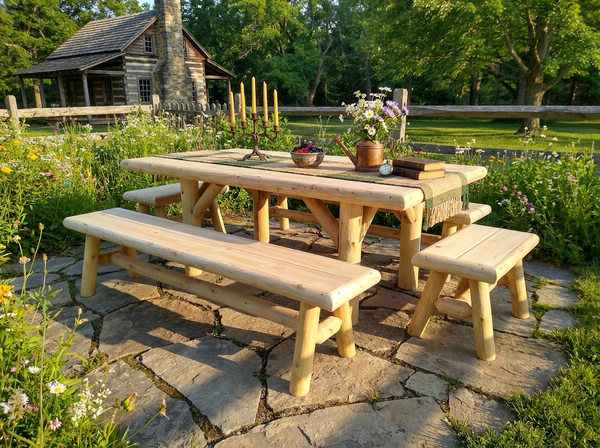 Handmade Rustic Outdoor Picnic Table