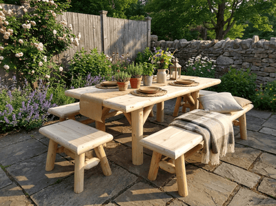 Handmade Rustic Outdoor Picnic Table
