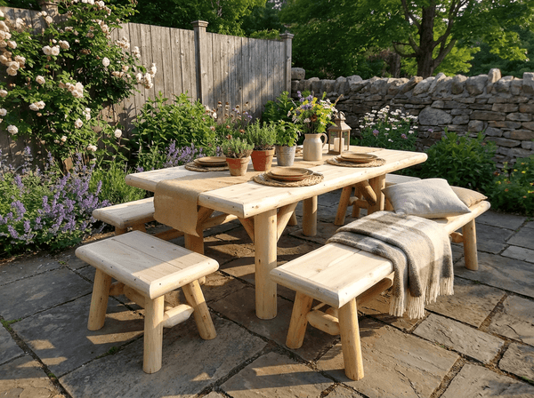 Handmade Rustic Outdoor Picnic Table