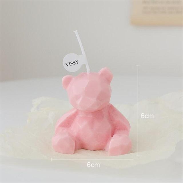 Handmade Scented Candles Creative Teddy Dog Candles Cute Bear Birthday Candles Bear Shaped Cool Candles Scented Funky Candles Aesthetic Candles Birthday Cake Decoration Cake Topper Decor For Baby ShoweAromatherapy Teddy Bear Shape Candle Gift