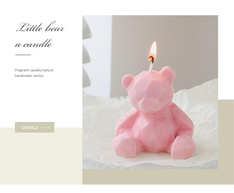 Handmade Scented Candles Creative Teddy Dog Candles Cute Bear Birthday Candles Bear Shaped Cool Candles Scented Funky Candles Aesthetic Candles Birthday Cake Decoration Cake Topper Decor For Baby ShoweAromatherapy Teddy Bear Shape Candle Gift