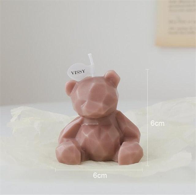 Handmade Scented Candles Creative Teddy Dog Candles Cute Bear Birthday Candles Bear Shaped Cool Candles Scented Funky Candles Aesthetic Candles Birthday Cake Decoration Cake Topper Decor For Baby ShoweAromatherapy Teddy Bear Shape Candle Gift