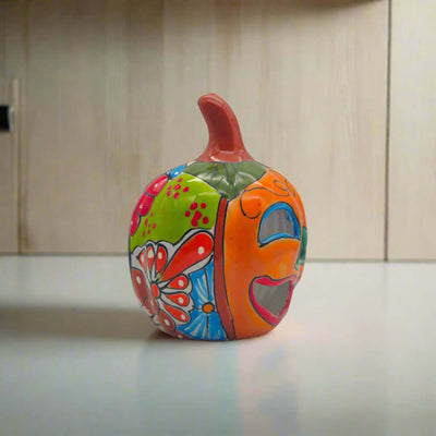 Handmade Talavera Pumpkin | Mexican Jack-O'-Lantern Decor