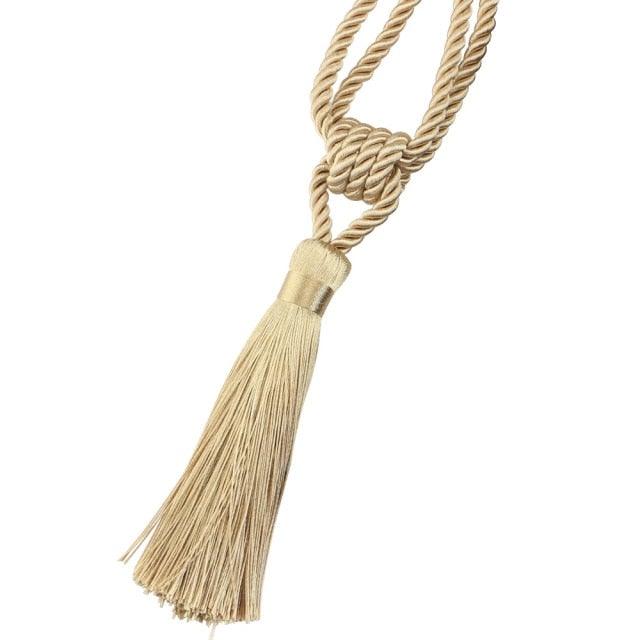 Handmade Tassel Curtain Tieback Room Accessories Gold Curtain Buckle Rope Home Decoration Holdback Window Fringe Curtain Tiebacks Hand-Woven Holdbacks Home Decorative Tassels Tiebacks