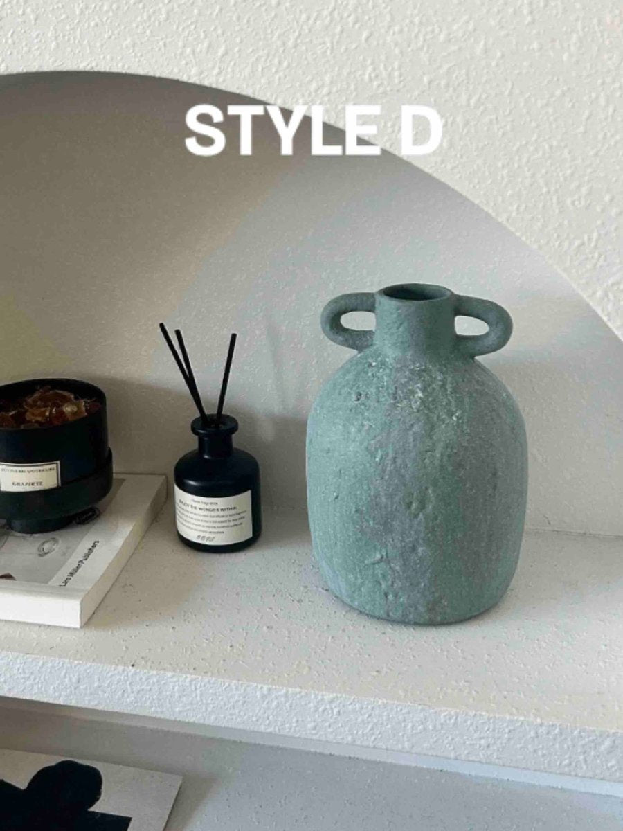 Handmade Wabi Sabi Abstract Pottery Vase, Crude Rustic Decorative Flower Vessel