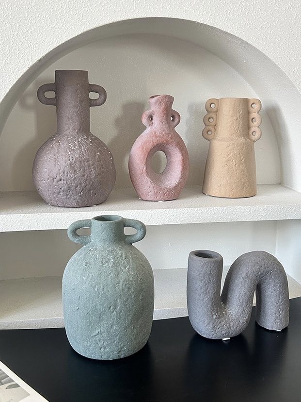 Handmade Wabi Sabi Abstract Pottery Vase, Crude Rustic Decorative Flower Vessel