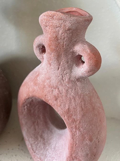 Handmade Wabi Sabi Abstract Pottery Vase, Crude Rustic Decorative Flower Vessel