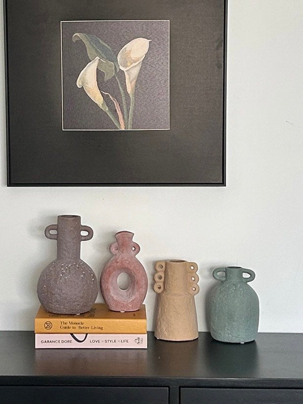 Handmade Wabi Sabi Abstract Pottery Vase, Crude Rustic Decorative Flower Vessel