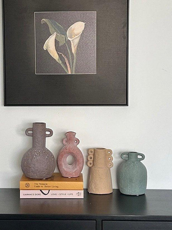 Handmade Wabi Sabi Abstract Pottery Vase, Crude Rustic Decorative Flower Vessel
