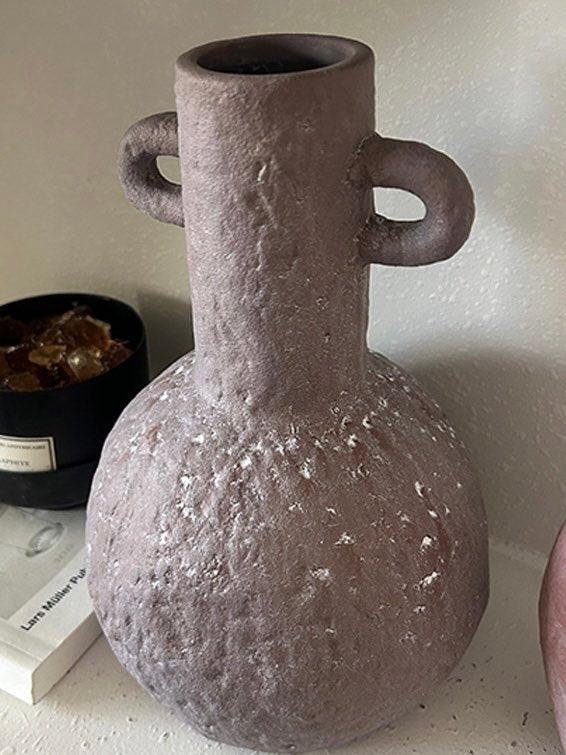Handmade Wabi Sabi Abstract Pottery Vase, Crude Rustic Decorative Flower Vessel