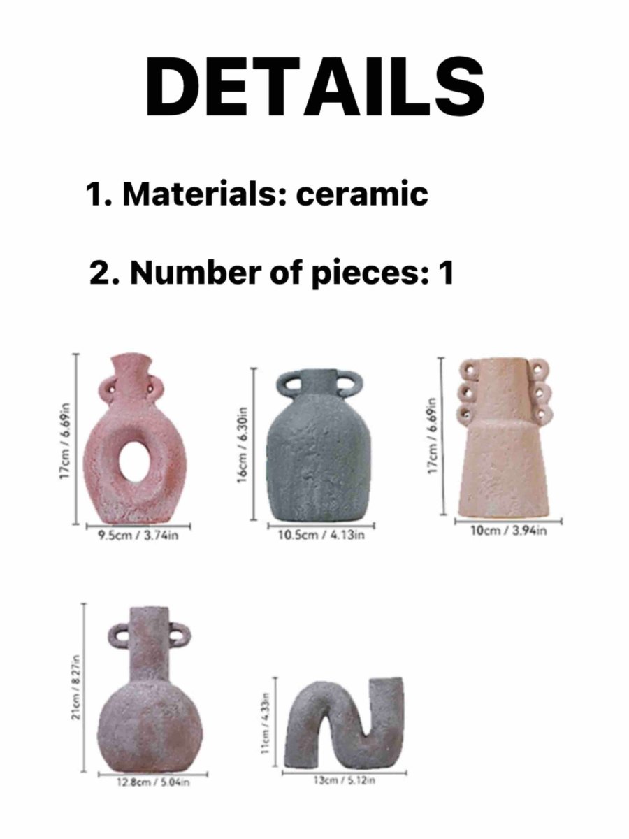 Handmade Wabi Sabi Abstract Pottery Vase, Crude Rustic Decorative Flower Vessel