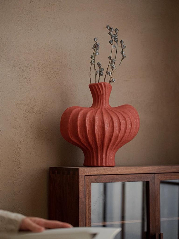 Handmade Wabi Sabi Ceramic Pottery Vase - Red / Black / White