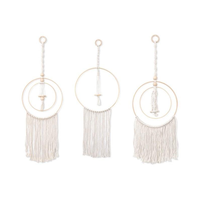Handmade Wall Art Home Wall Decor Woven Hanging Tapestry Tassel Wind Chimes Wall Hanging Ornaments  Hand Macrame Wall  For Wall Wedding Living Room Gallery Patio Apartment Yard Decor