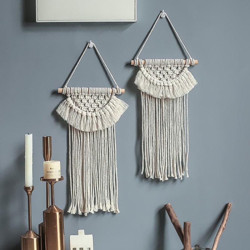 Handmade Wall Art Home Wall Decor Woven Hanging Tapestry Tassel Wind Chimes Wall Hanging Ornaments  Hand Macrame Wall  For Wall Wedding Living Room Gallery Patio Apartment Yard Decor