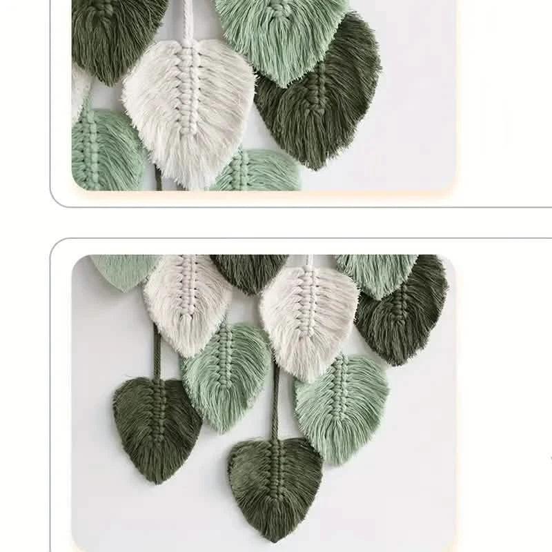 Handwoven Cotton Rope Leaf Tapestry