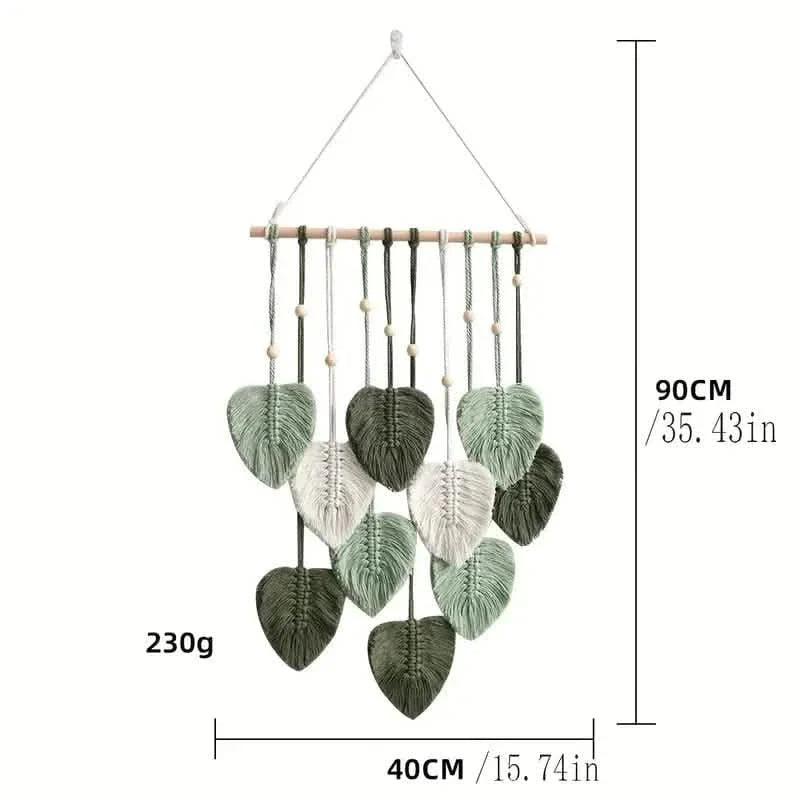 Handwoven Cotton Rope Leaf Tapestry
