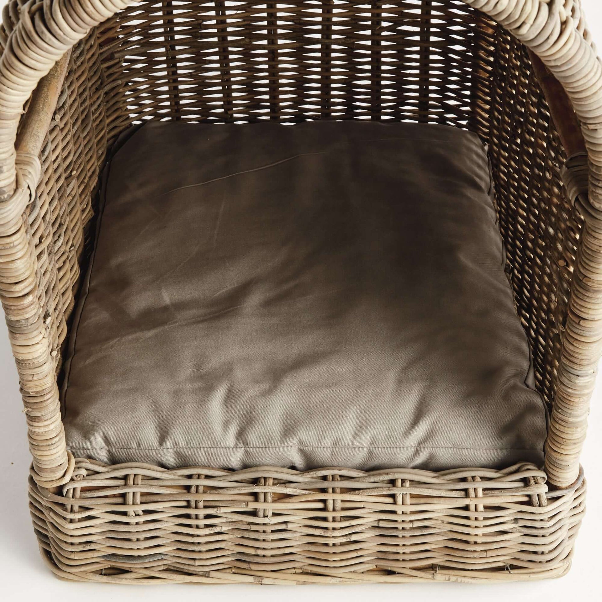 Handwoven Rattan Canopy Dog Bed with Cushion