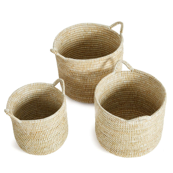 Handwoven Rivergrass Storage Baskets for Coastal Decor (Set of 3)